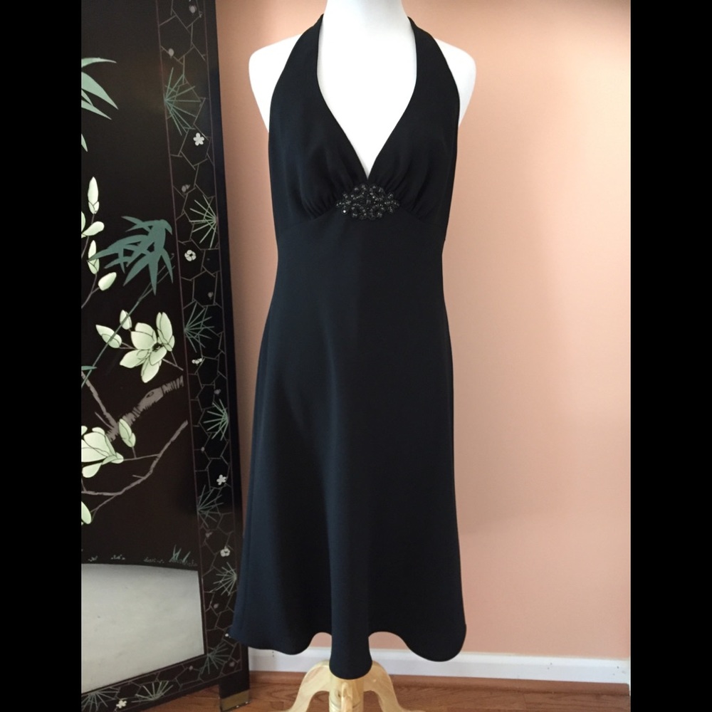 Jones NY~Rhinestone Embellished Halter Dress